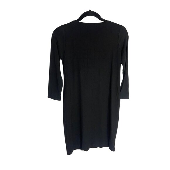 NWT Eileen Fisher Black V Neck Shift Dress-sz XS Petite - Picture 8 of 8